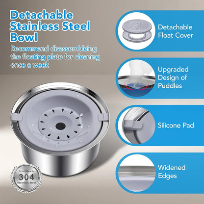 4L Dog Water Bowl No Spill Smartoo Large Capacity Stainless Steel Dog Slow Water Feeder - Spill Proof & Zero Splash & No Drip