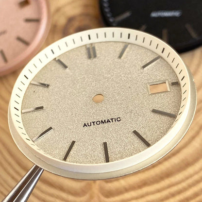 33.5mm Salmon Pink Black White Watch Dial Silver Hand Set Fit NH35 NH36 Automatic Movement Diving Men Watch Parts