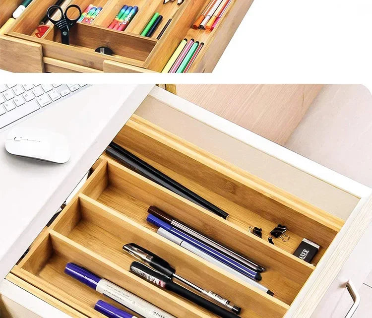 Bamboo Expandable Drawer Kitchen Organizer for Spoons Forks Knives cutleries Utensils Holder Adjustable Cutlery Tray Divider