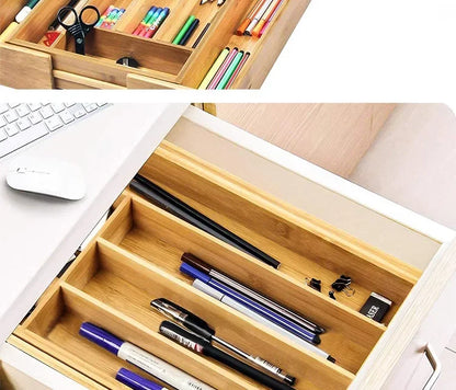 Bamboo Expandable Drawer Kitchen Organizer for Spoons Forks Knives cutleries Utensils Holder Adjustable Cutlery Tray Divider