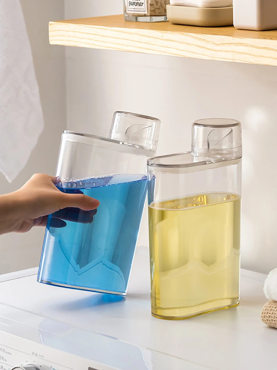 Transparent Laundry Detergent Dispenser Bottle Sealed Tank for Detergent Powder Bleach Softener Laundry Room Organization