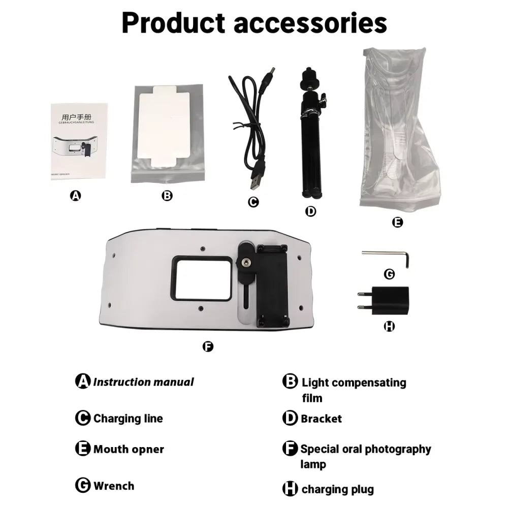 Dental Photography Kit with LED Light for Mobile Phone Oral Filling Photos Video Dentistry Camera Equipment Teeth Examination
