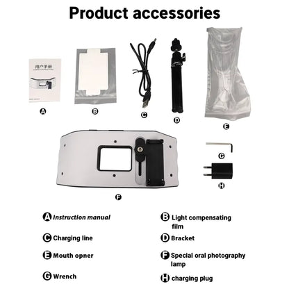 Dental Photography Kit with LED Light for Mobile Phone Oral Filling Photos Video Dentistry Camera Equipment Teeth Examination