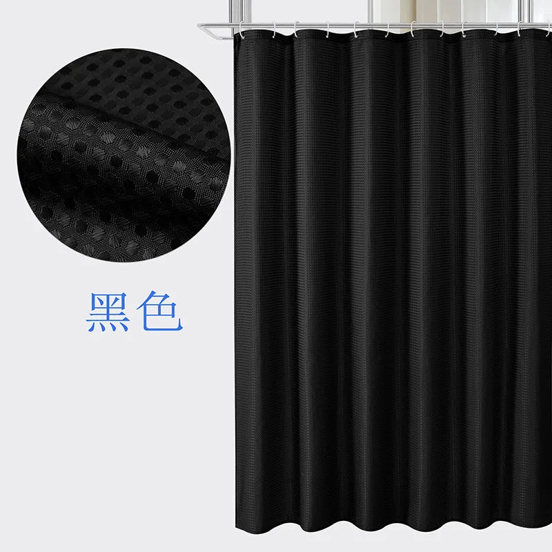 Plain Waffle Waterproof and Mildew-proof Polyester Shower Curtain, Bathroom Curtain, Bathroom Partition Curtain, Shower Curtain