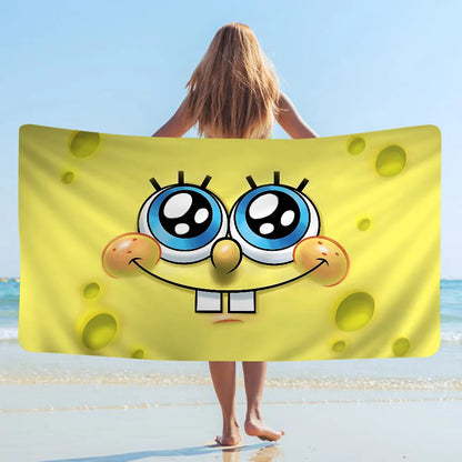 S-SpongeBobs Cartoon Beach Towels Shower Towel Sauna Travel Spa Microfiber Quick Dry Gym Accessories Cute Room Decor