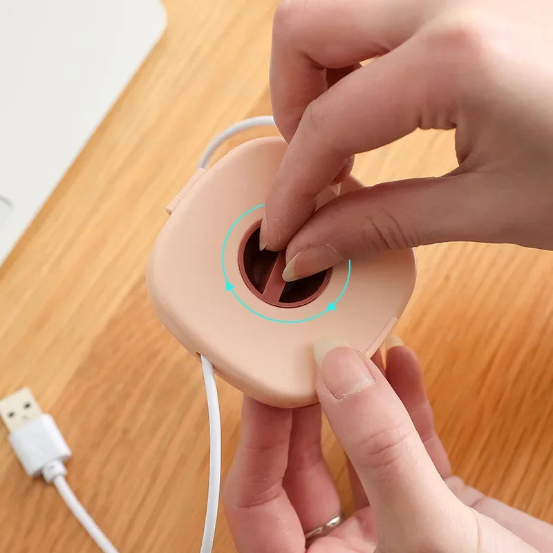 Cord Cable Winder Organizer with Phone Stand Rotate to Retract Tangle-Free Charging Cable Case Earphones USB Wires Organization