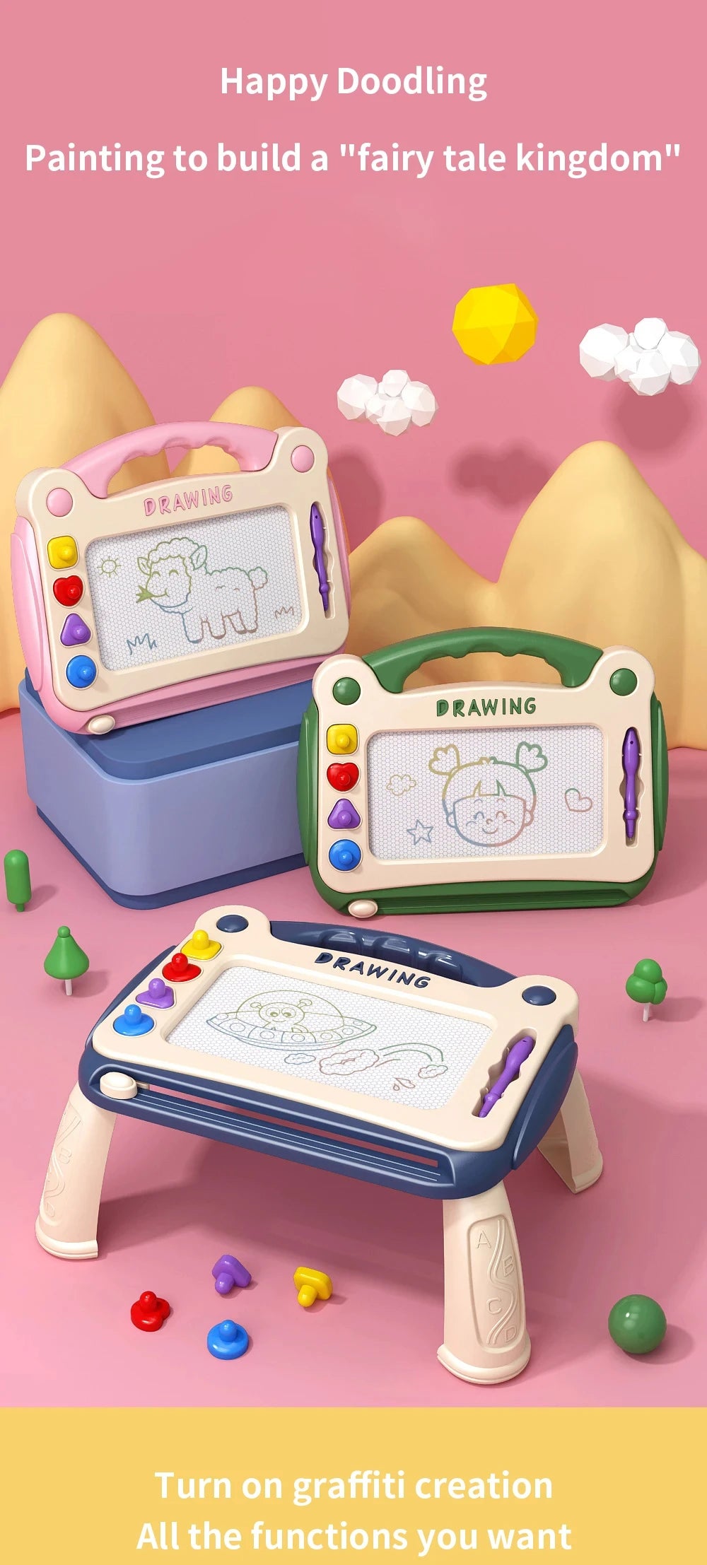 Magnetic Drawing Board Colored Graffiti Magic Eraser Drawing Board Children's Graffiti Board Art Early Education Drawing Toy