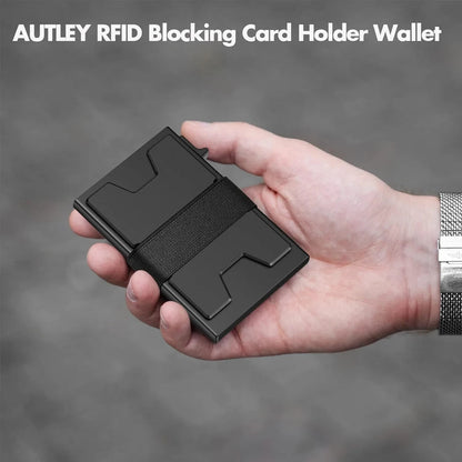 Custom Aluminum RFID Blocking Wallet Anti-Theft Credit Card Holder Fashion Leather ID Badge Decorative Metal Business
