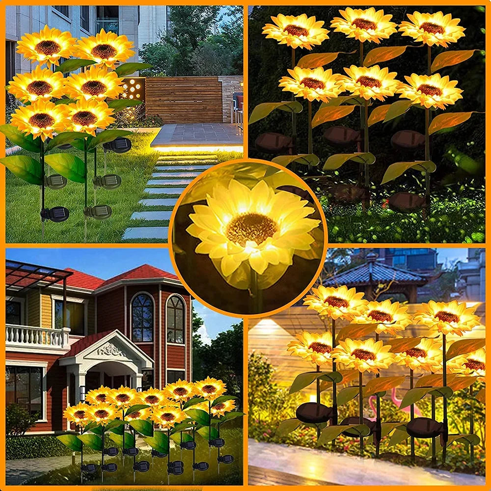 Simulated Outdoor Solar Sunflowers Smart Sense Garden Lights Yard Wedding Thanksgiving Decor Light Waterproof LED Lawn Light
