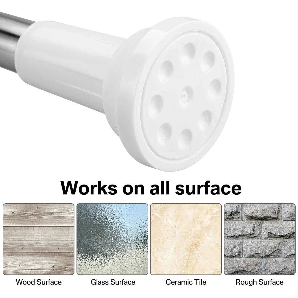 Adjustable Shower Curtain Pole Telescopic Curtain Pole Extendable Curtain Pole Shower Curtain Rod No Drill Curtain Rod
