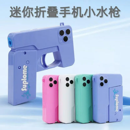 Folding mobile phone water gun, large-capacity explosions, water spray guns, boys and girls, baby water toys.