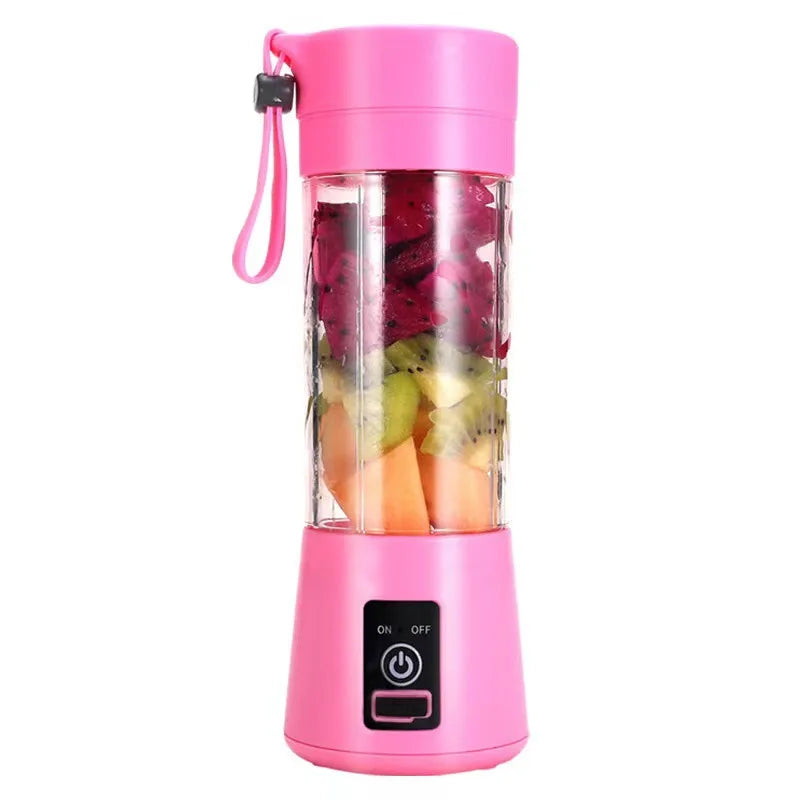 380ml Blue/Pink Mini Portable Blender Milkshake Cup With USB Rechargeable 6 Blades Mini Fruit Juice Mixer Shake Take Juice Cup