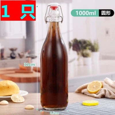 Enzyme Bottle,Bartender Tool,Fresh Lemon Lime Kitchen Oil Bottle,Jars With Lid Seal Buckle Plastic Storage Container Glass