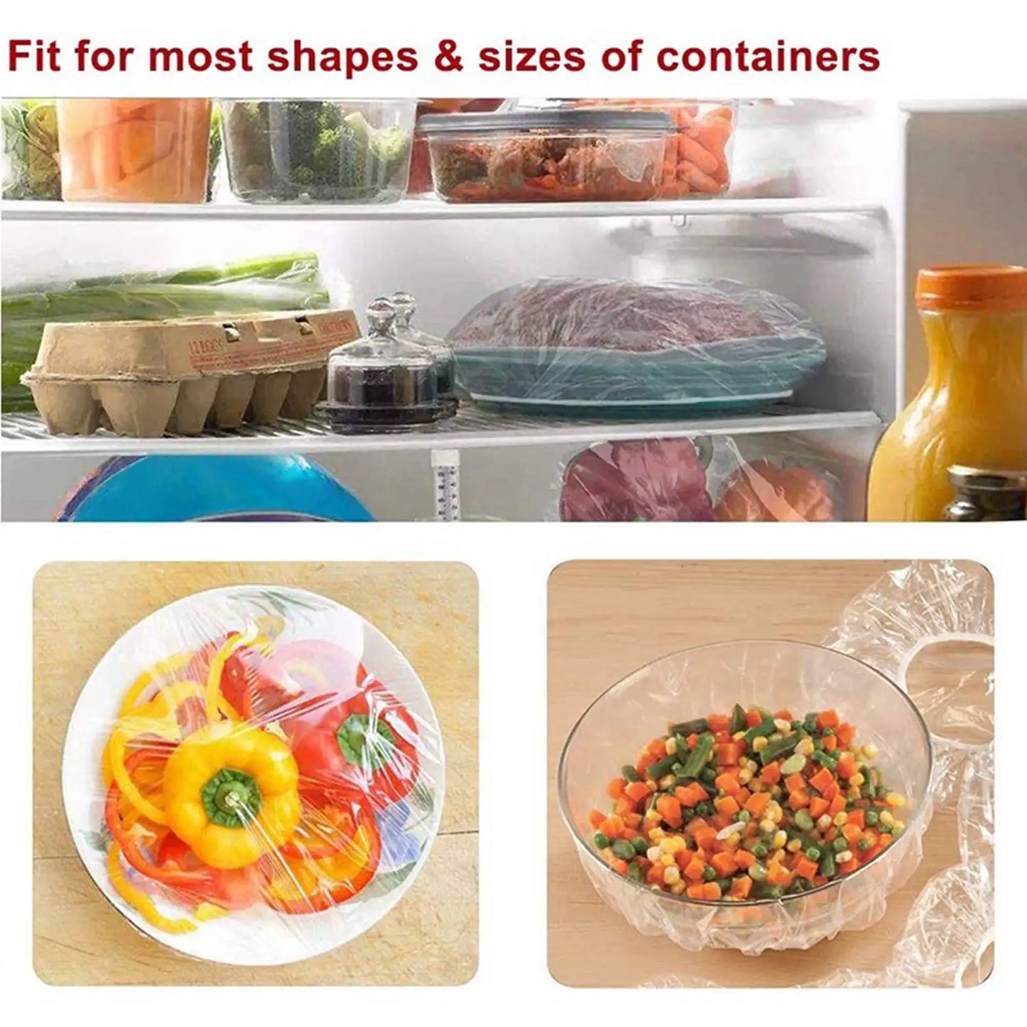 Y51A-200Pcs Reusable Food Keep Fresh Storage Covers Elastic Clear Bowl Covers Dish Plastic Covers For Family Outdoor Picnic