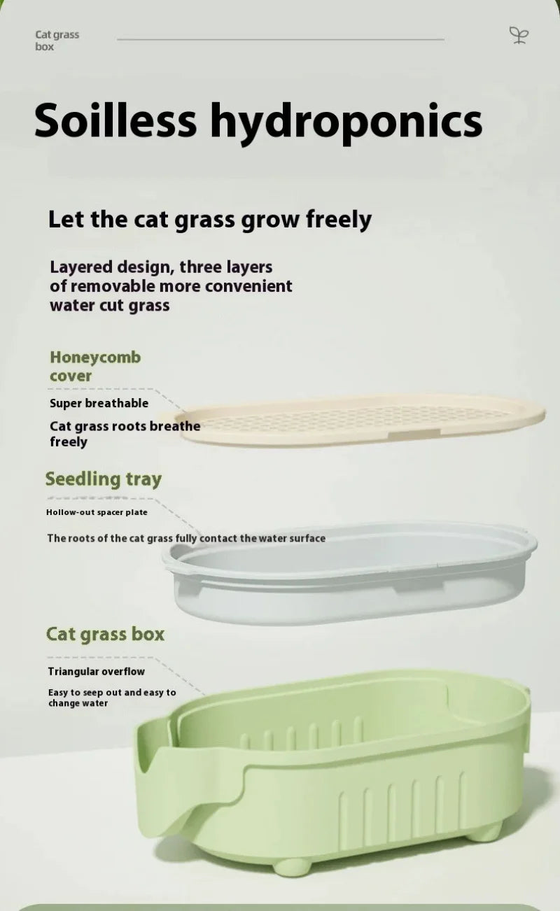 Hydroponic Natural Cat Grass Growing Kit-Organic Wheat Grass Seeds For Digestive Health & Hairball Control,With Potting Soil Set
