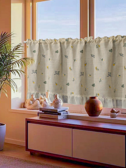 Linen Embroidery Curtain Small Fresh Curtain Rustic Wind Drift Window Curtain Ambience Sense Short Curtain