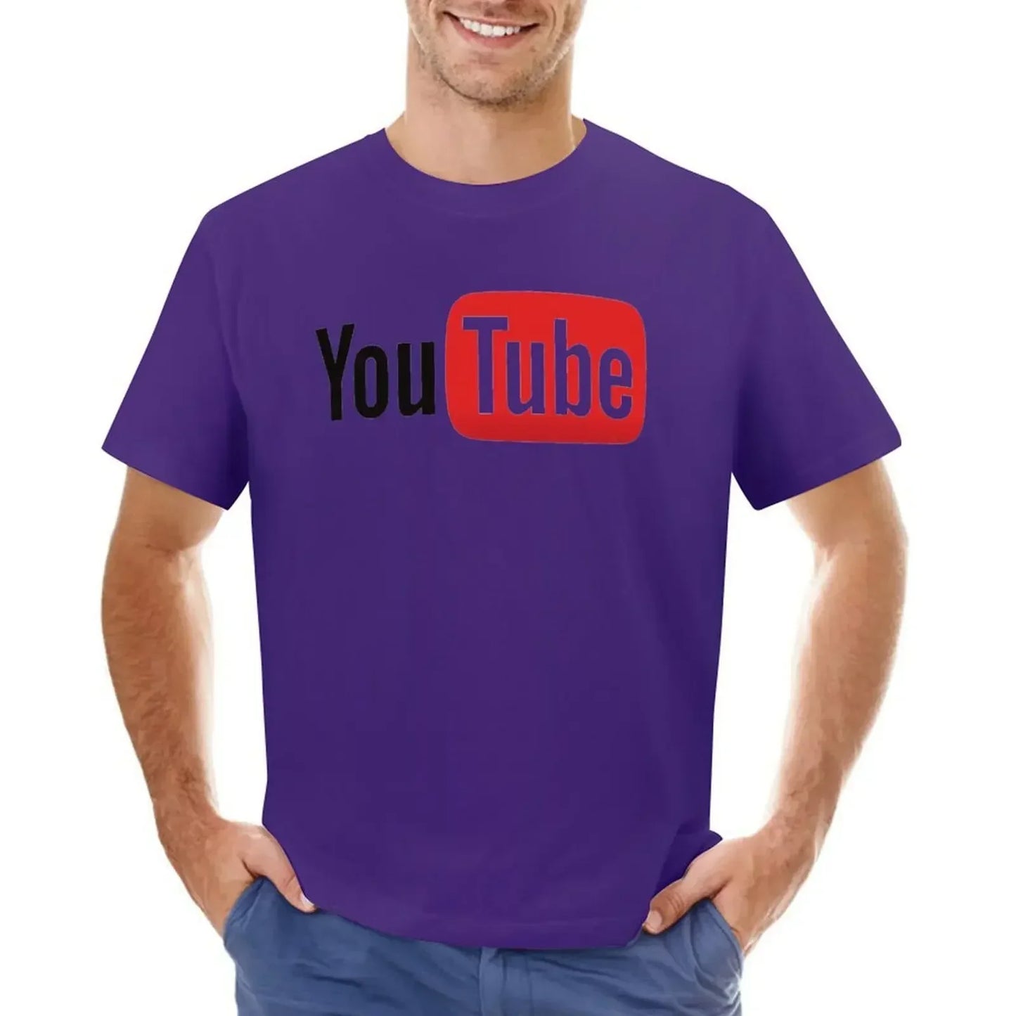 Mens T-Shirt YouTube Logo T-Shirts Fashion Video Website Summer Tees Y2K Fun Design 100% Cotton Clothes Plus Size