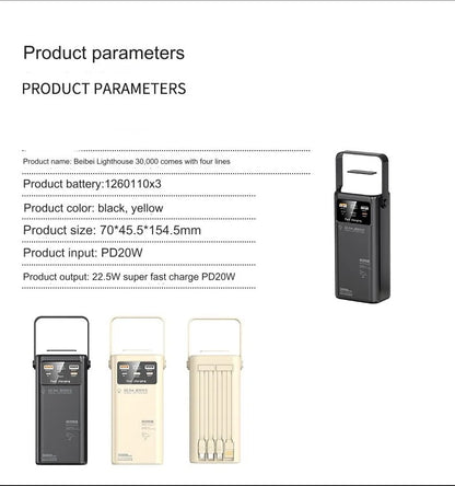 Portable outdoor emergency Power banks smartphone Backup Power 50000mah with built-in cable Powerbank 50000mah camping light