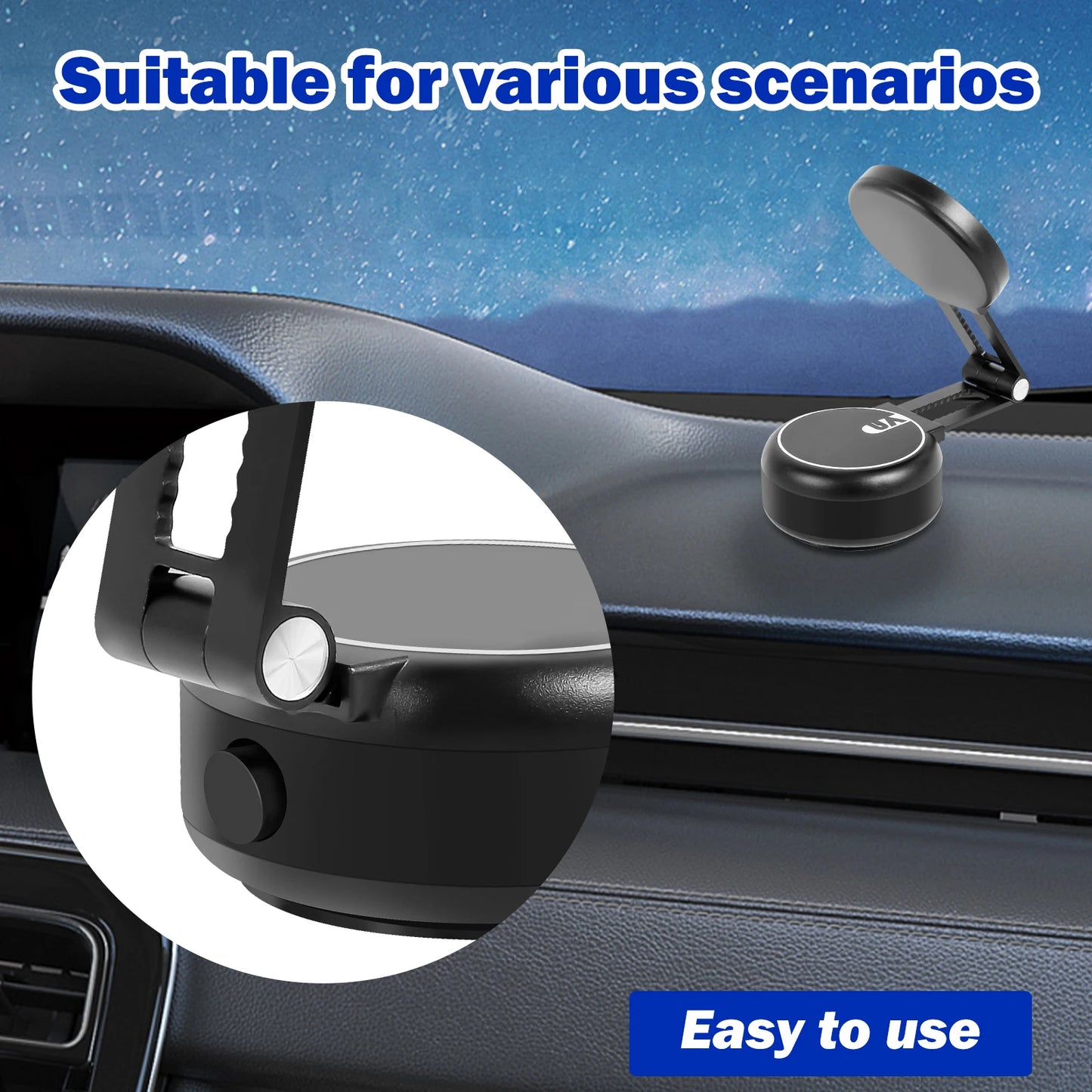 Suction Cup Phone Mount 360° Rotation Magnetic Phone Holder Multifunctional Portable Car Cellphone Holder for Smooth Surface