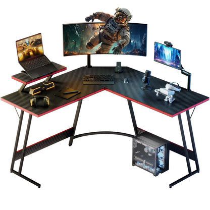 Computer Desk, L Shaped Gaming Computer Corner Desk PC Gaming Table with Large Monitor Riser Stand , Desk Computer