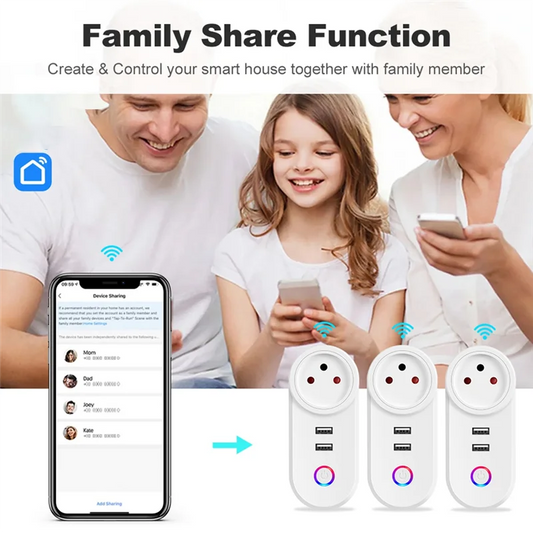 Israel Plug Tuya Smart Home 16A Wifi Smart Plug Power Socket USB Charge Outlet Timing Voice Control For Alexa-AT64