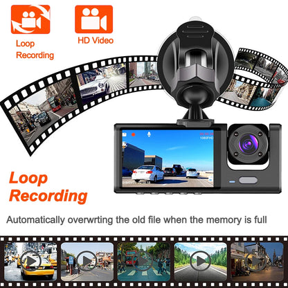 1080P Car Dvr 3 Camra Dash Cam for Cars Camera for Vehicle Recorder Video Front and Rear Camera W/ IR Night Vision Dashcam