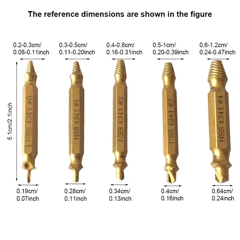 Damaged Screw Extractor Broken Bolt Stripped Set Double Head Tool Easy Out Removal Disassemble Stud Slip Teeth Demolish Remover