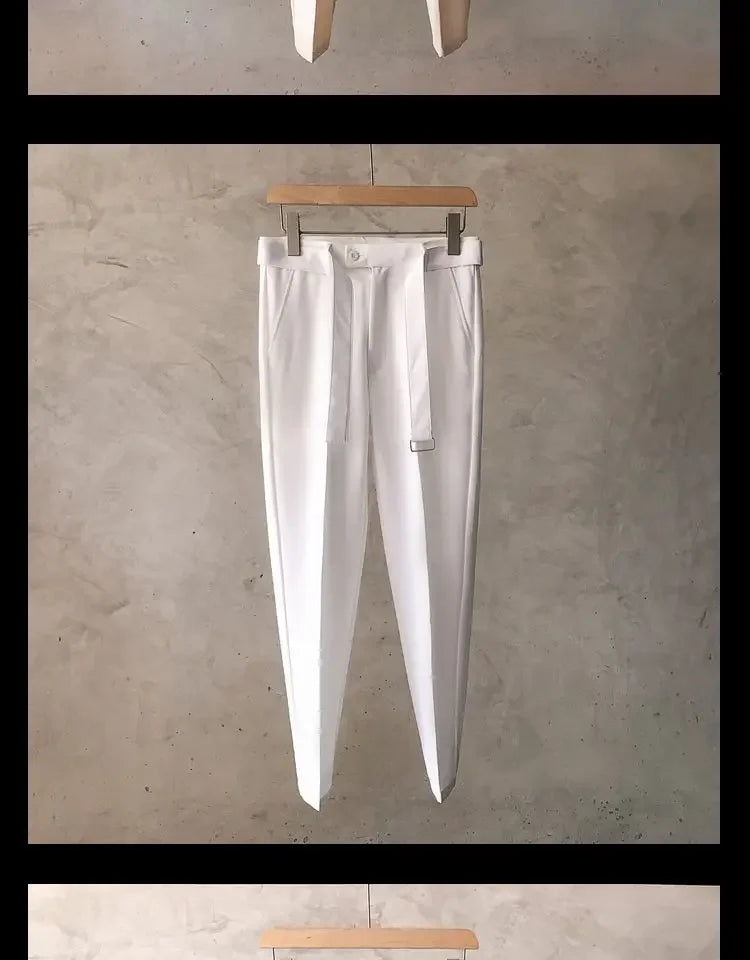 Draped Office Trousers For Men Fluid White Man Suits Pants Work Summer 2024 Chinese Homme Clothing Premium Stylish Formal