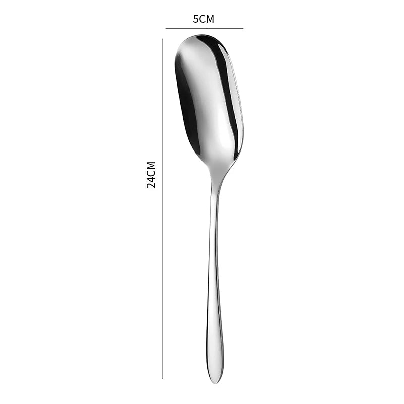 1Pc Stainless Steel Thickening Spoon Creative Long Handle Hotel Hot Pot Spoon Soup Ladle Home Kitchen Essential Tools