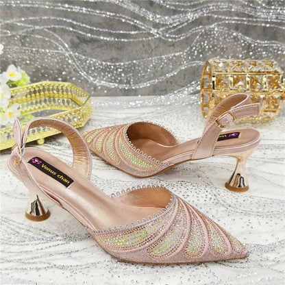 High Quality African Wedding Shoes Summer Sandals for Wedding 2025 Sexy Pumps Rhinestone Fashion Women Wedding Shoes