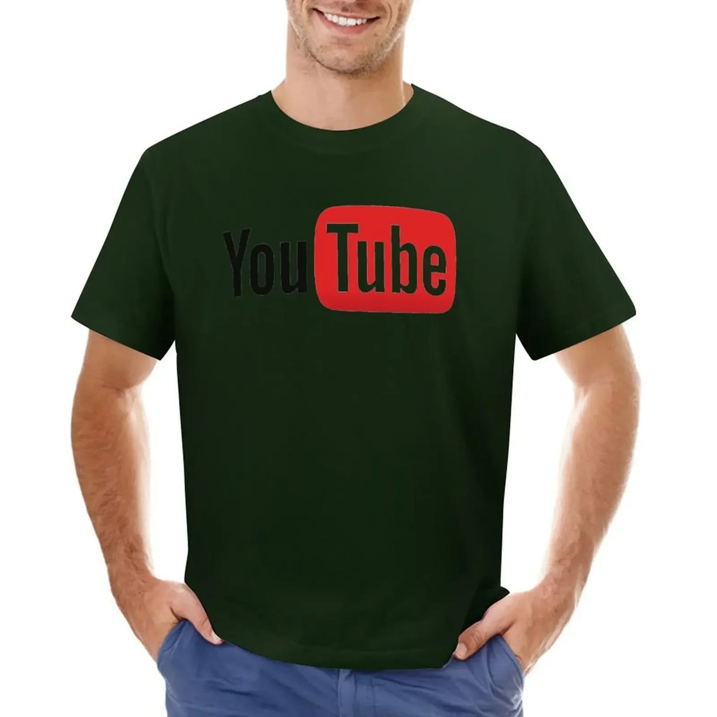 Mens T-Shirt YouTube Logo T-Shirts Fashion Video Website Summer Tees Y2K Fun Design 100% Cotton Clothes Plus Size
