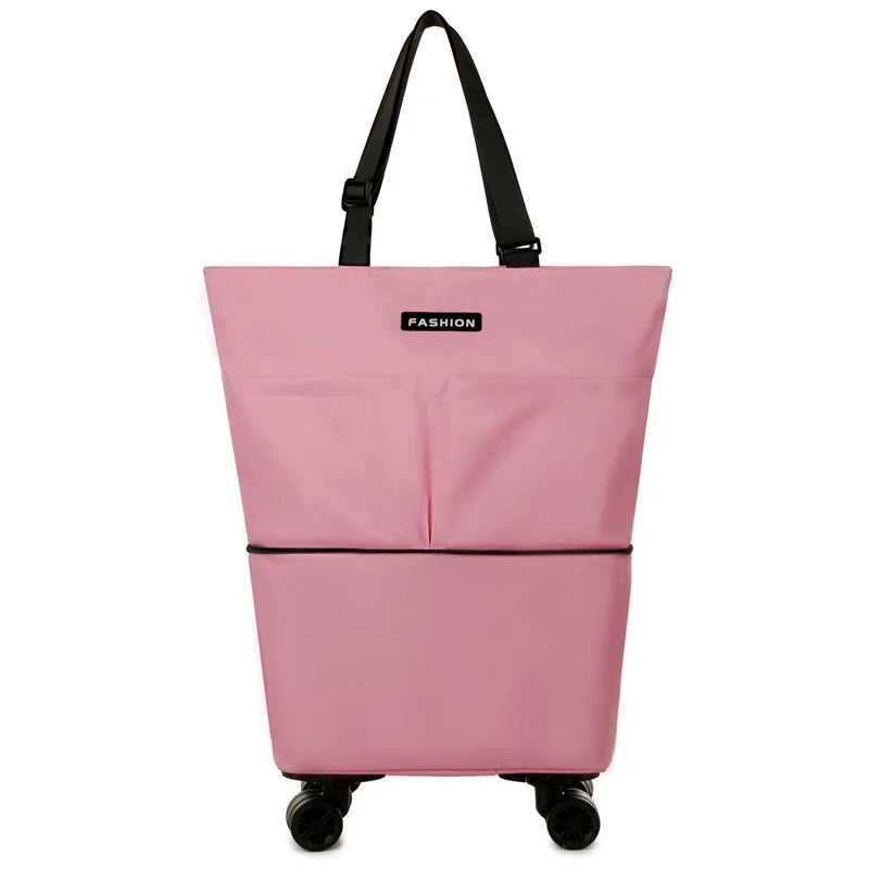 Travel bag, large capacity swivel wheel travel bag, supermarket shopping tote bag, travel luggage storage bag