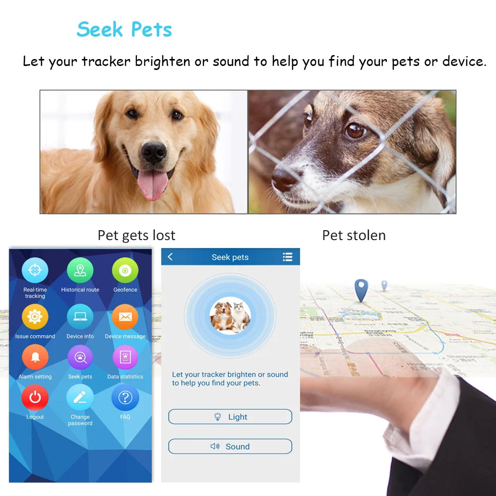4G Pet GPS Tracker  Realtime Tracking Dog Cat  Animal Finder   GSM GPS Locator Crawler Geo-fence Free APP