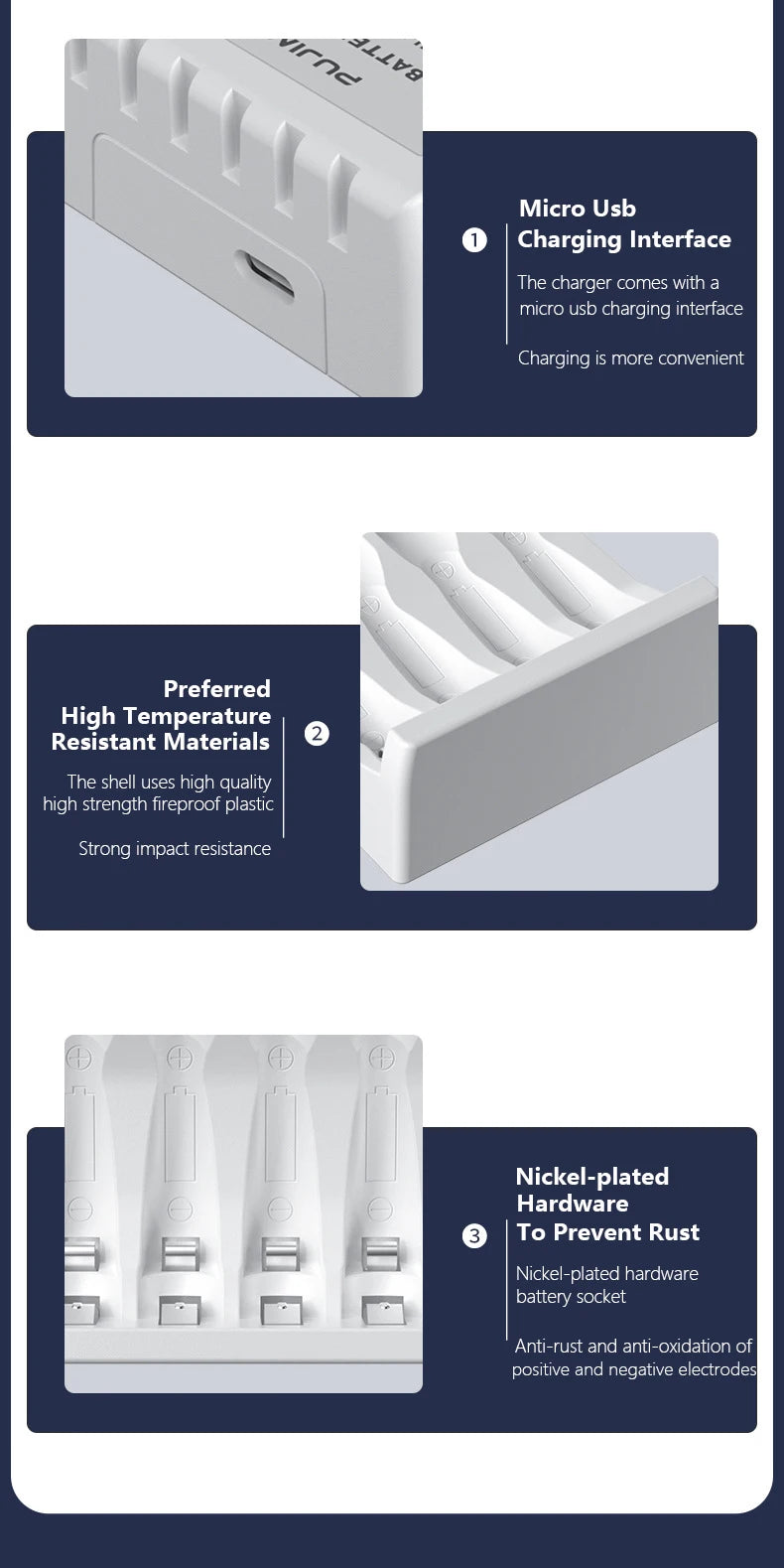 4 Slots 1.5V Rechargeable Lithium Battery Charger For AA Lithium Battery Large Capacity Rechargeable Li-ion Battery With Cable