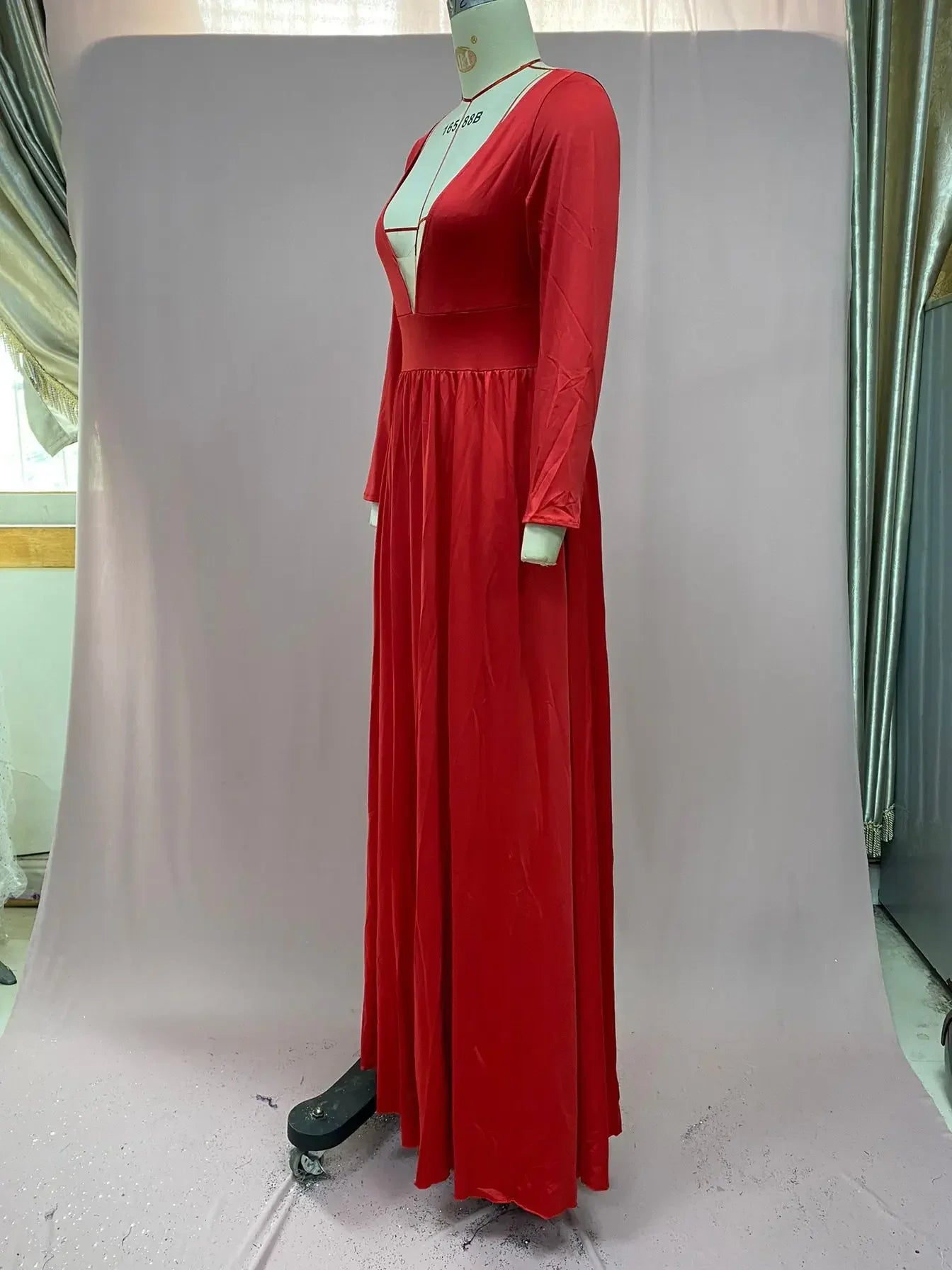 European American Wedding Dresses Wheat Dress Sexy Deep V Long Sleeved Sequined Dress Woman Party Solid Dress Maxi Floor Gowns