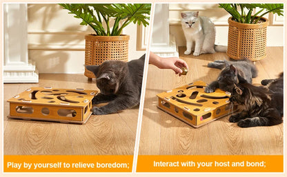 Interactive Cat Toy Puzzle Box Wooden Treat Maze Play For Toy Box Fun Interactive Cat Toy Hide and Seek Cat Agility Toys