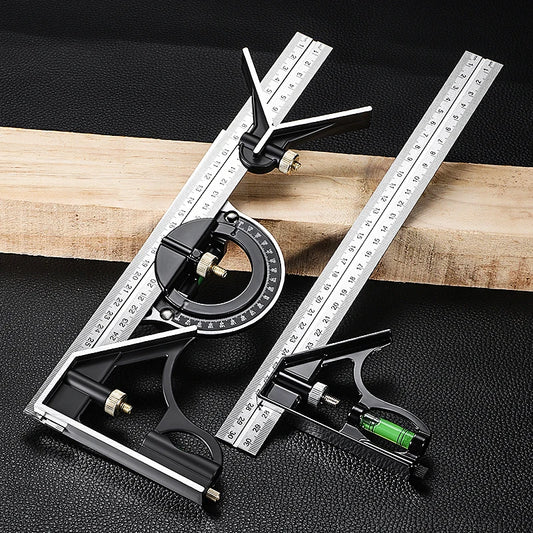 Multi Functional Combination Adjustable Right Angle Ruler and Protractor, Movable Measuring Tool Measuring Instrument