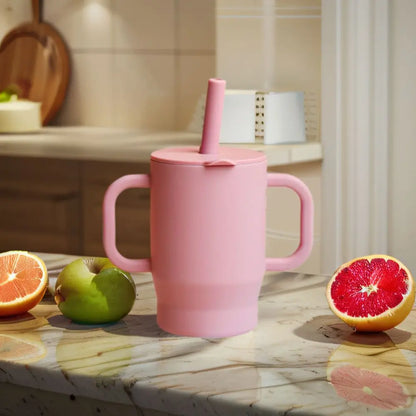 Portable Food Grade Silicone Baby Sippy Cups 180ml Heat-resistant Feeding Cup BPA Free Drop-proof Baby Straw Cup Snack