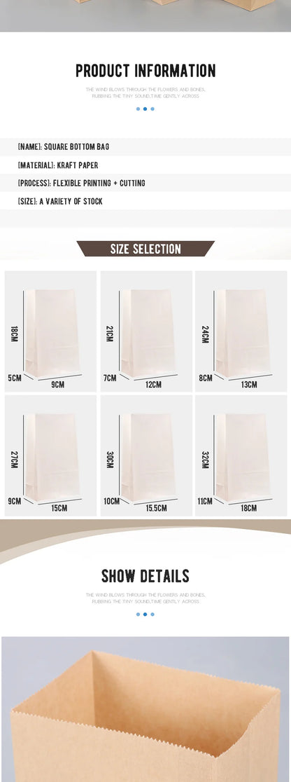 Customized Kraft Paper Bags, Food Bags, Refrigerator Storage, Hamburger Oil Proof, Pharmacy, Disposable Takeaway Packaging Bag