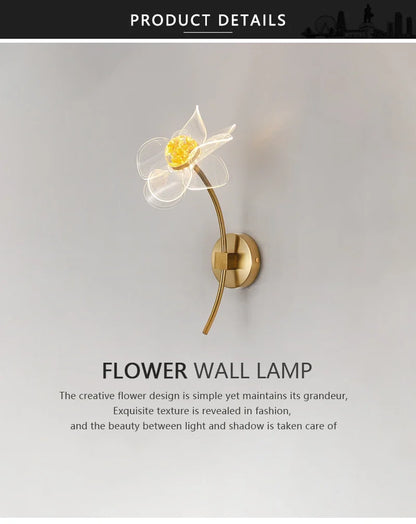 LED Wall Lamp Modern Luxury Flower Shaped Decorative Light Bedroom Bedside Study Dining Room Living Room Background Wall Lamp