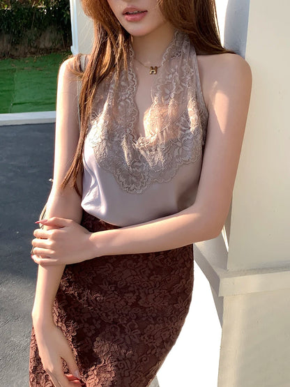 Casual Female Work Wear Office Shirts and Blouses Korean Basic Lace Shirts Women Vintage Clothing Chiffon Top