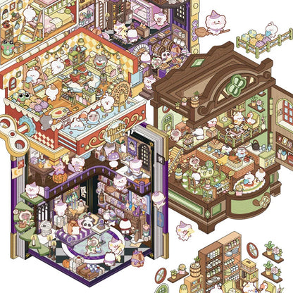 Creative Design Landscaping Sticker for Student Cute Cartoon Magic 3D Stack Scene Scrapbook Sticker Sweet Student Supplies