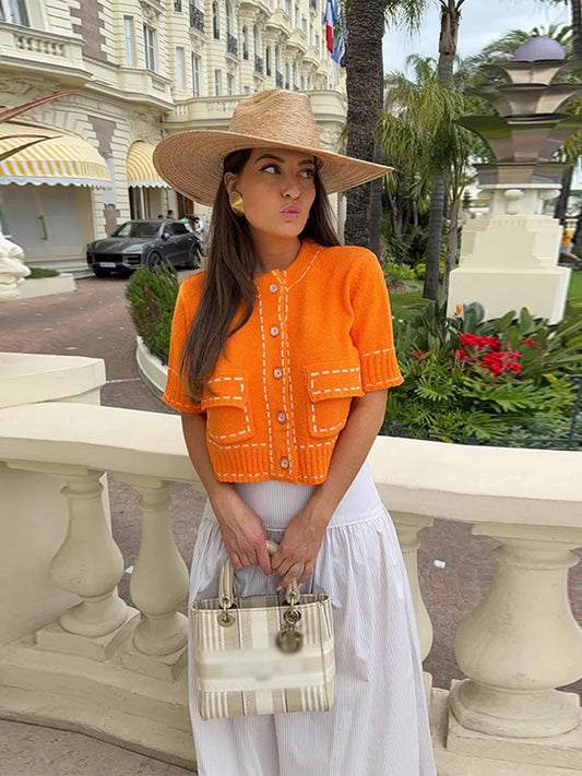 Elegant Unique Button Women's Cardigan Casual O-neck Knitted Single Breasted Sleeveless Blouse Female Summer Lady Office Wears