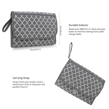 Portable Diaper Changing Pad, Portable Changing pad for Newborn Girl & boy - Baby Changing Pad with Smart Wipes Pocket