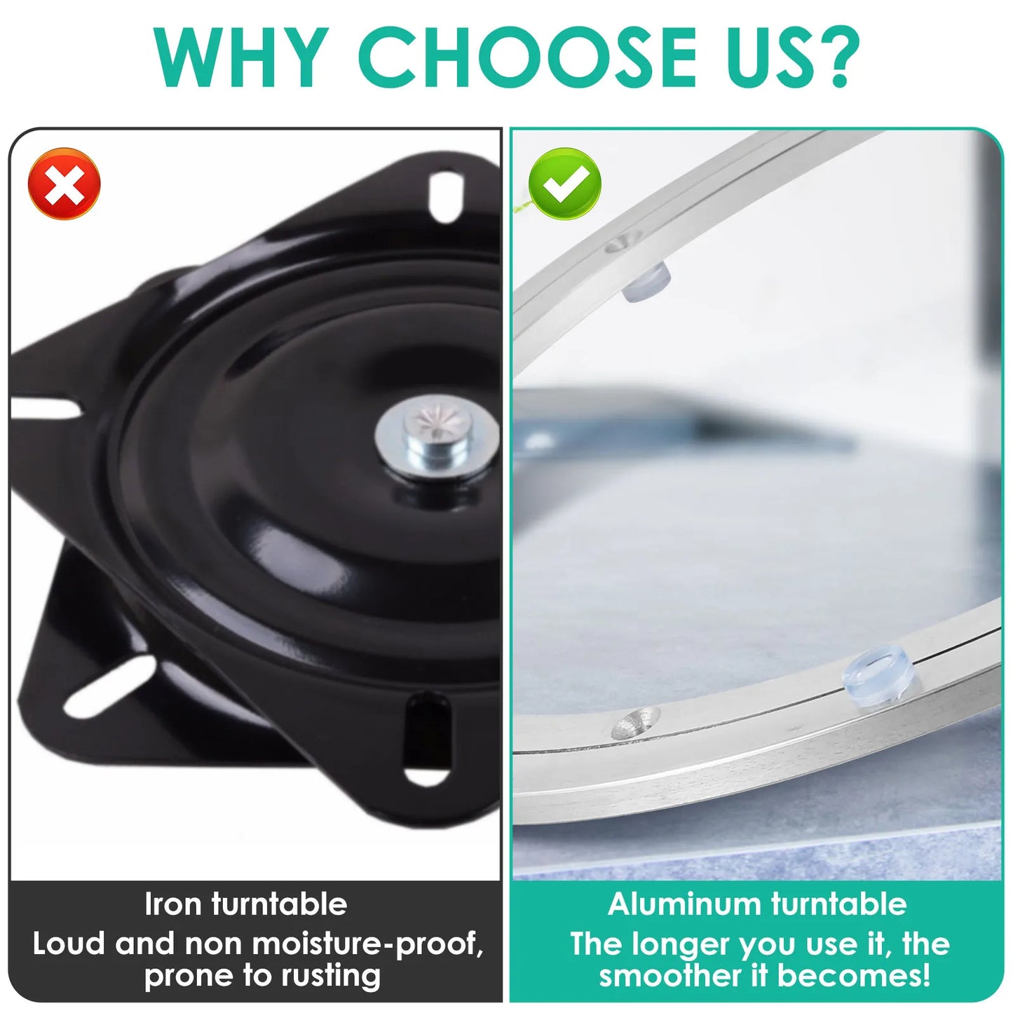 14 Inch Rotating Metal Turntables Dining Table Bearing Heavy Duty Round Dining Table Smooth Swivel Plate for Dining Table