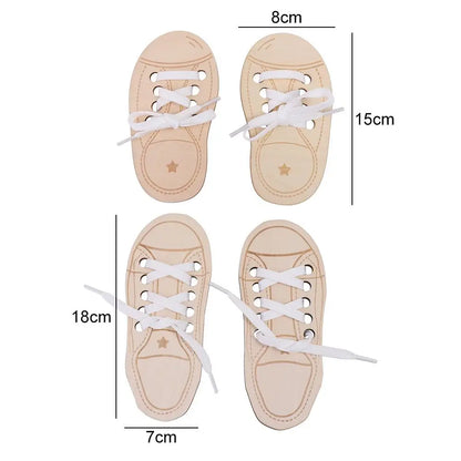 Teaching Tie Shoelaces Wooden Lacing Shoe Toy Tying Shoelaces Boards Learn to Tie Laces Toy Montessori Educational Toy