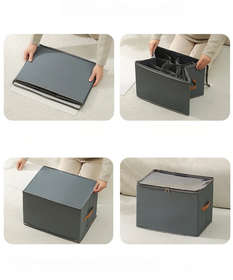 Foldable  Shoe Organizer with Lid Dustproof Storage Box for Shoes Clothes Accessories Home Organization Box
