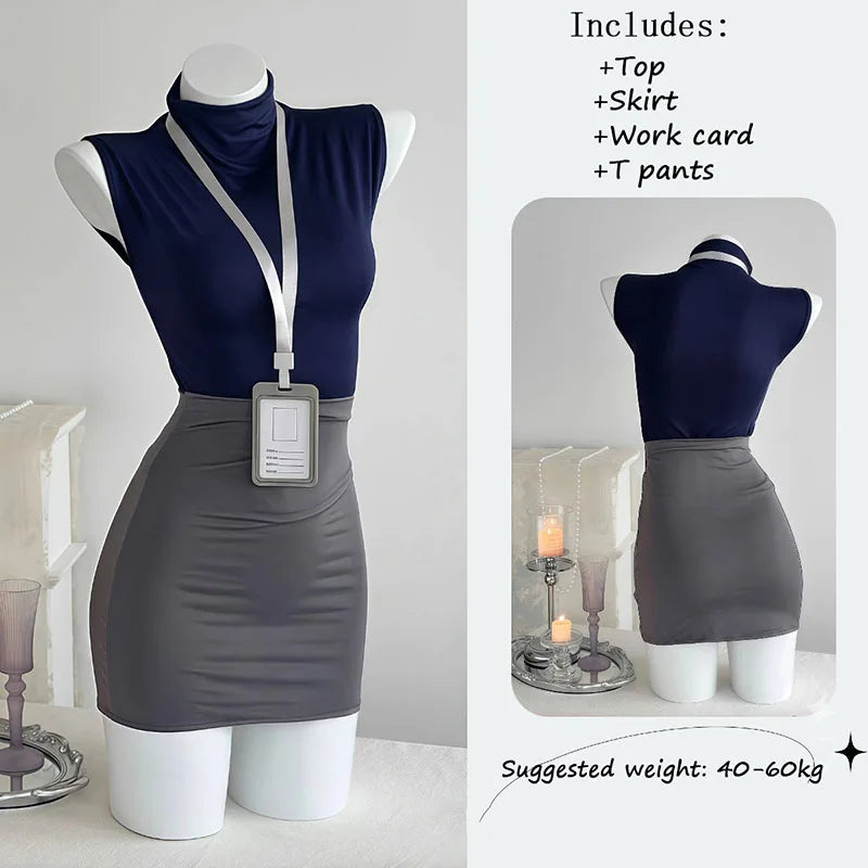 Sexy Office Lady Cosplay Costumes Erotic Lingerie Hip Wrap Skirt Set Women's Secretary Uniform Temptation Porno Clothes Pajamas