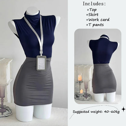 Sexy Office Lady Cosplay Costumes Erotic Lingerie Hip Wrap Skirt Set Women's Secretary Uniform Temptation Porno Clothes Pajamas