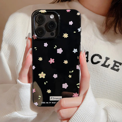 Korean Cute Flower Phone Case  For iPhone 16 15 14 13 12 11 Pro Max XS XR 7 8 Plus SE Mini Soft Shockproof Protective Back Cover